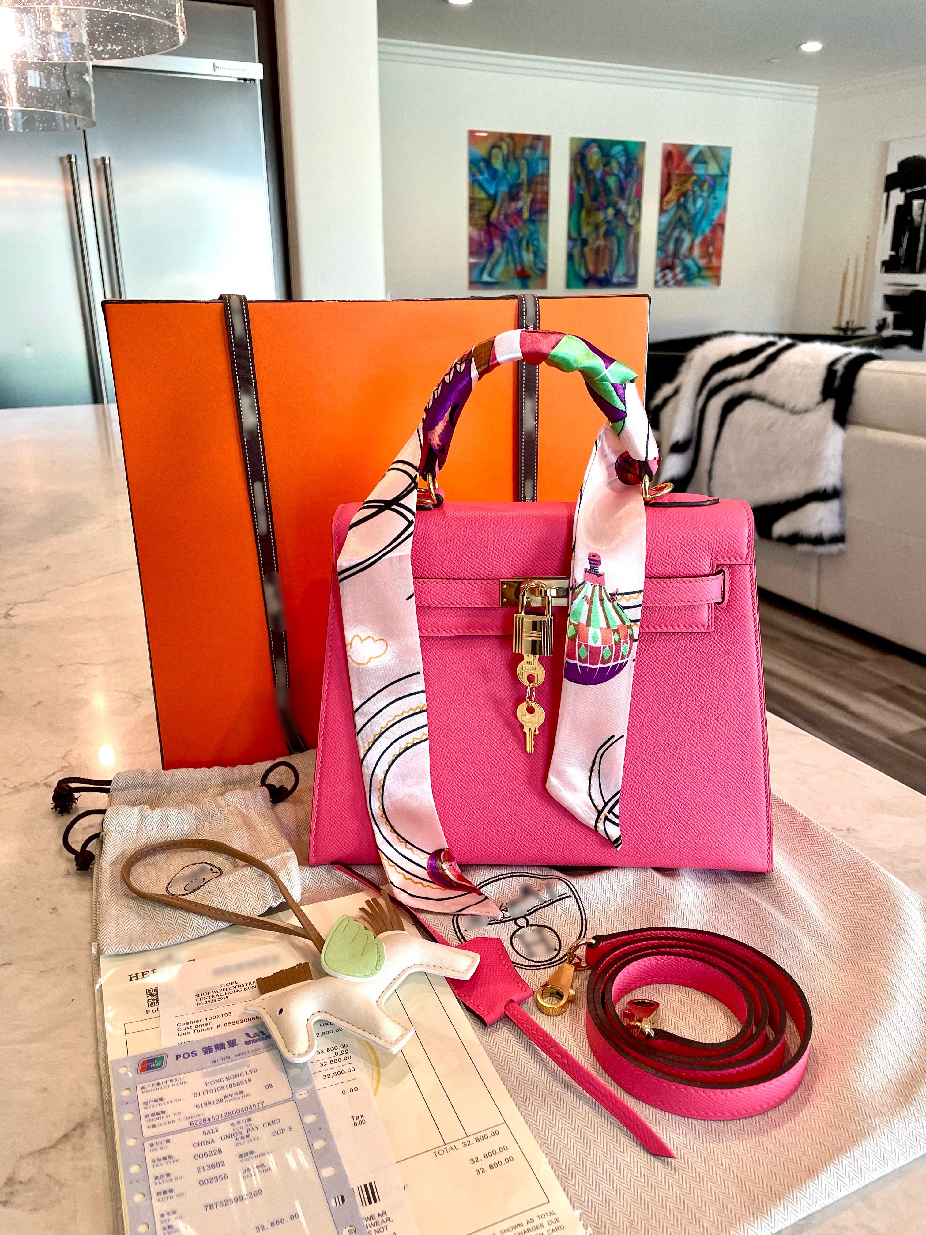 HER*M*S Epsom Kelly 29 Sellier Handbag in Rose Azalée